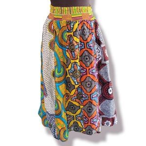 African Print High-waisted midi skirt